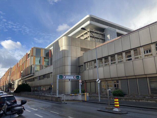 Entrance to the underground parking garage