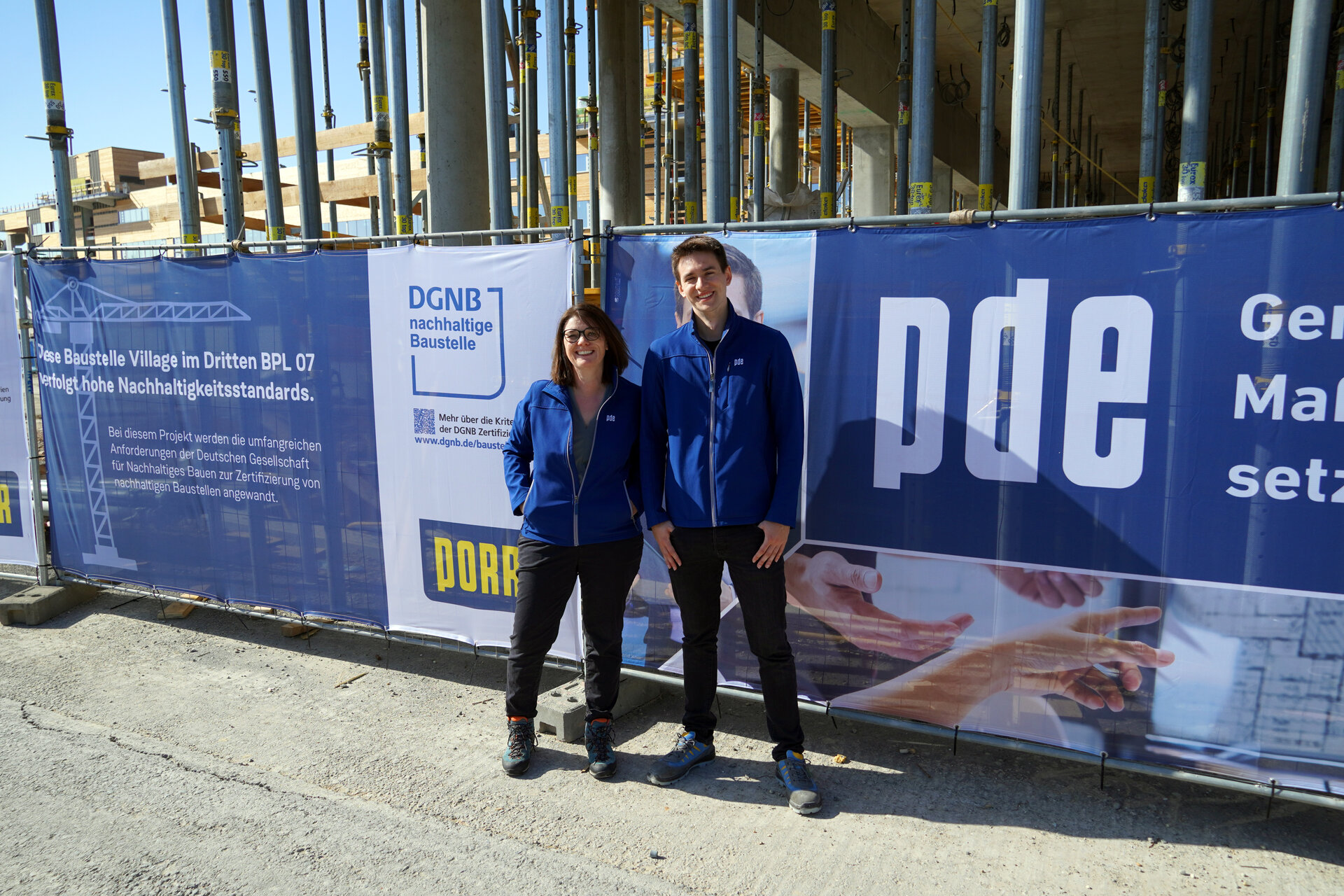 Construction fence banner on sustainable construction site