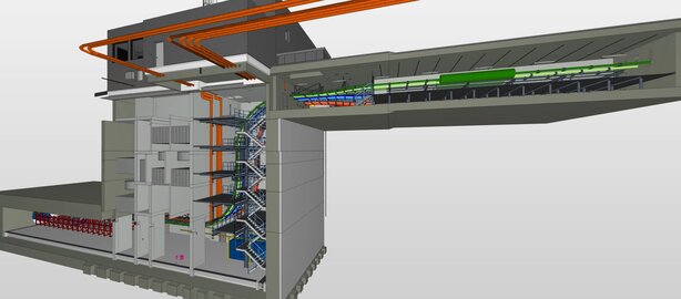 Coordination model of a manhole structure with  shell and technical equipment